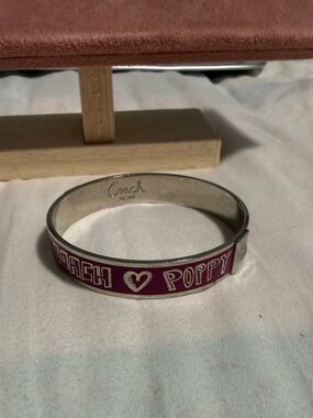 Coach Poppy Y2K Silver-Tone Bangle with Magenta Enamel! Will come in Box 😍😍